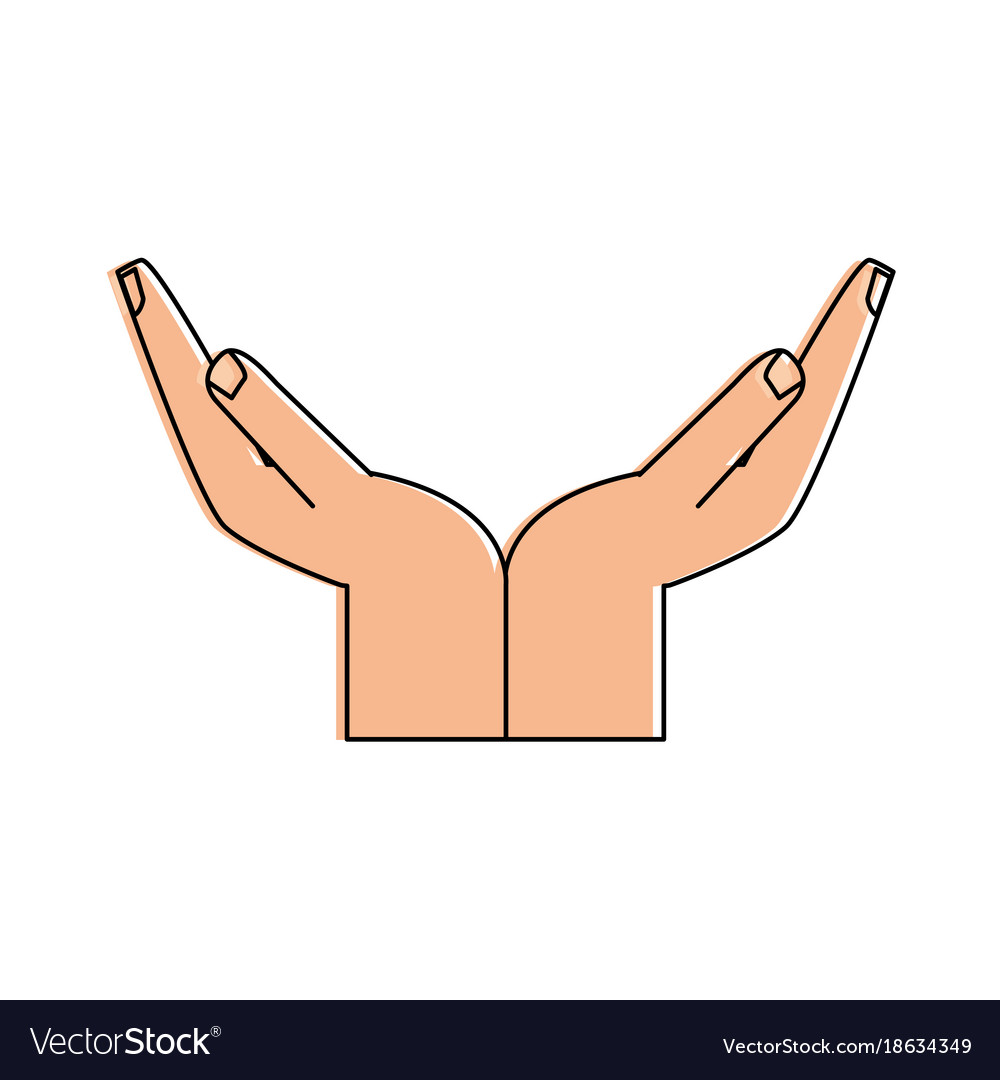 Hands palms open Royalty Free Vector Image - VectorStock