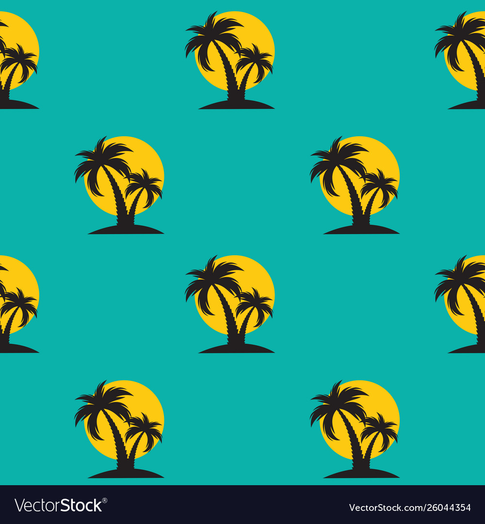 Beautiful palm tree silhouette seamless pattern