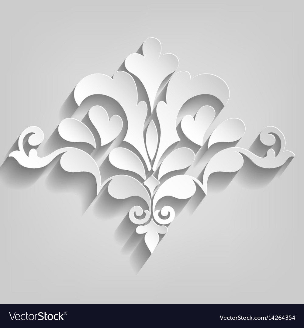 Damask volumetric ornamental element elegant