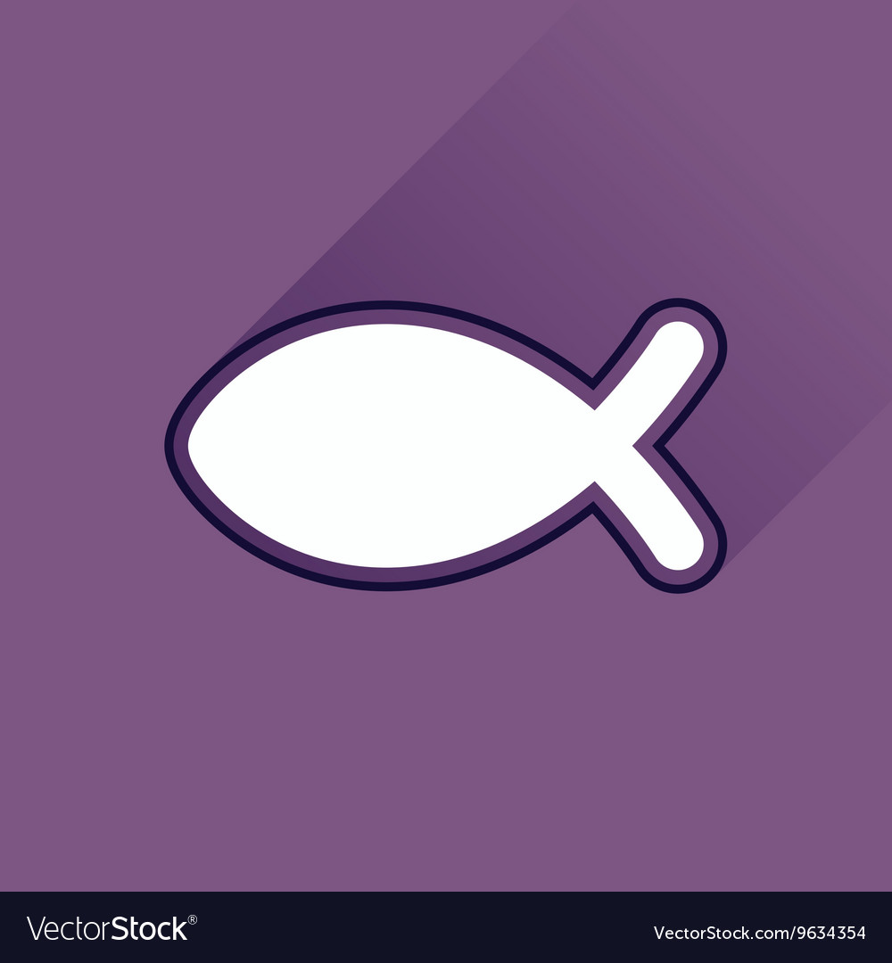 Flat icon with long shadow christian fish