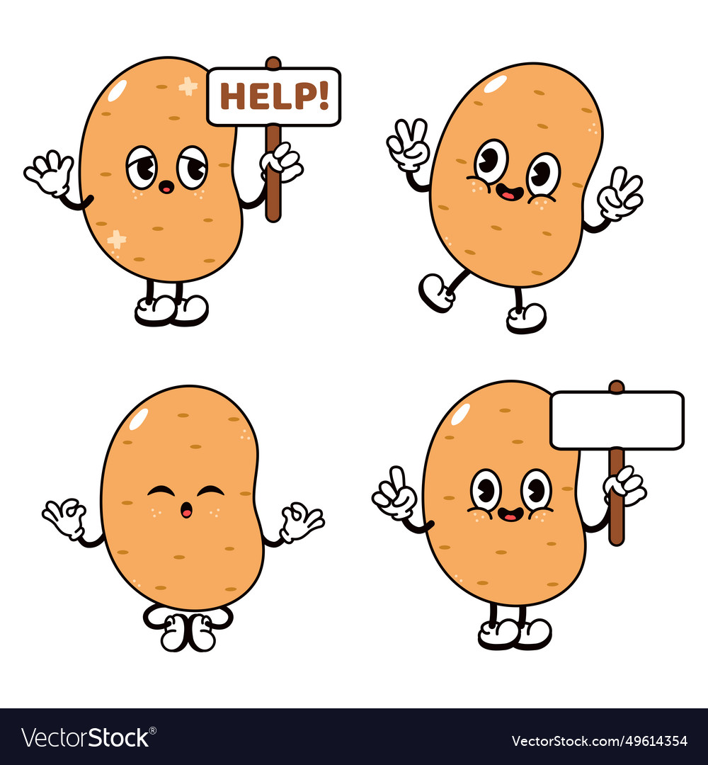 Funny Cute Potato Characters Bundle Set Royalty Free Vector 4358