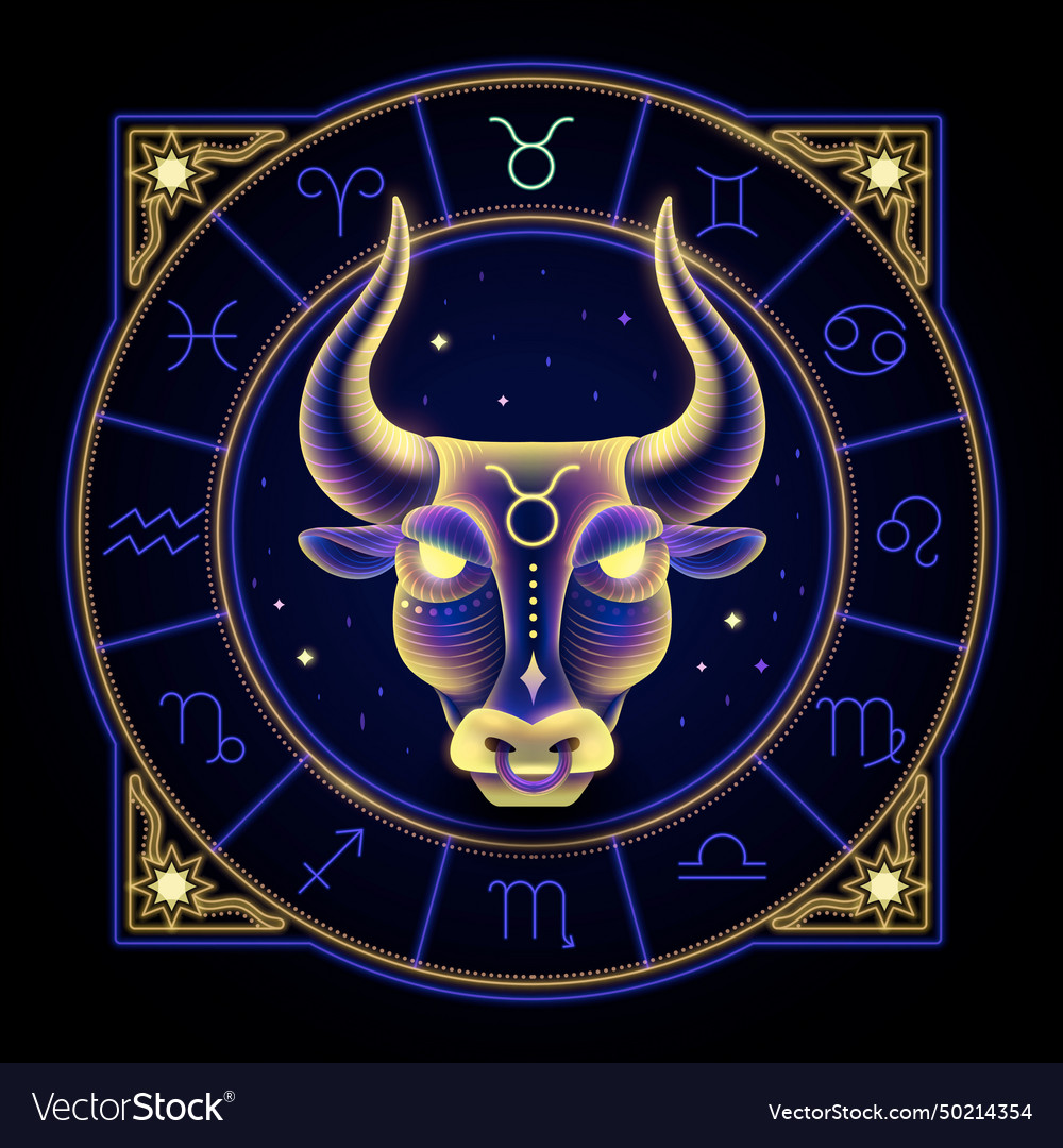 Neon zodiac sign of taurus