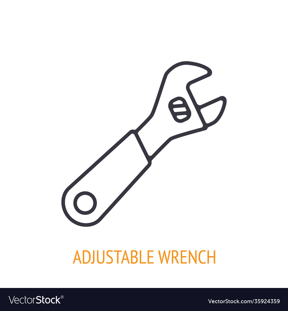 Adjustable wrench or spanner outline icon Vector Image