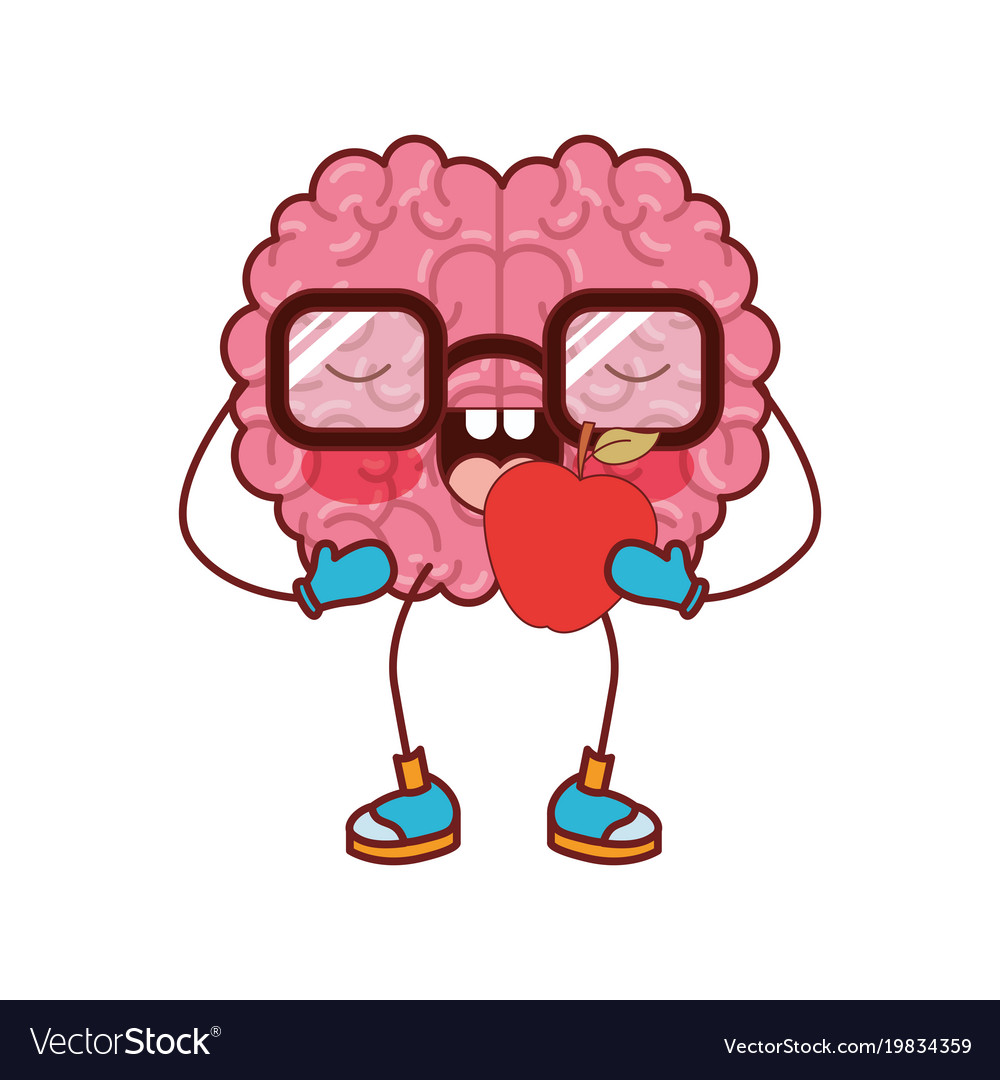 brain cartoon with glasses