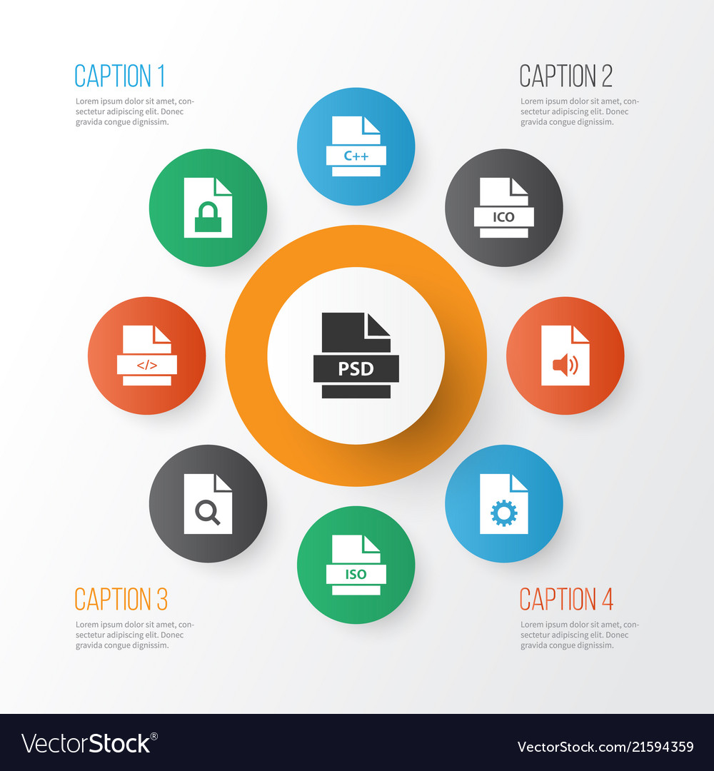 File icons set with programming language psd iso Vector Image