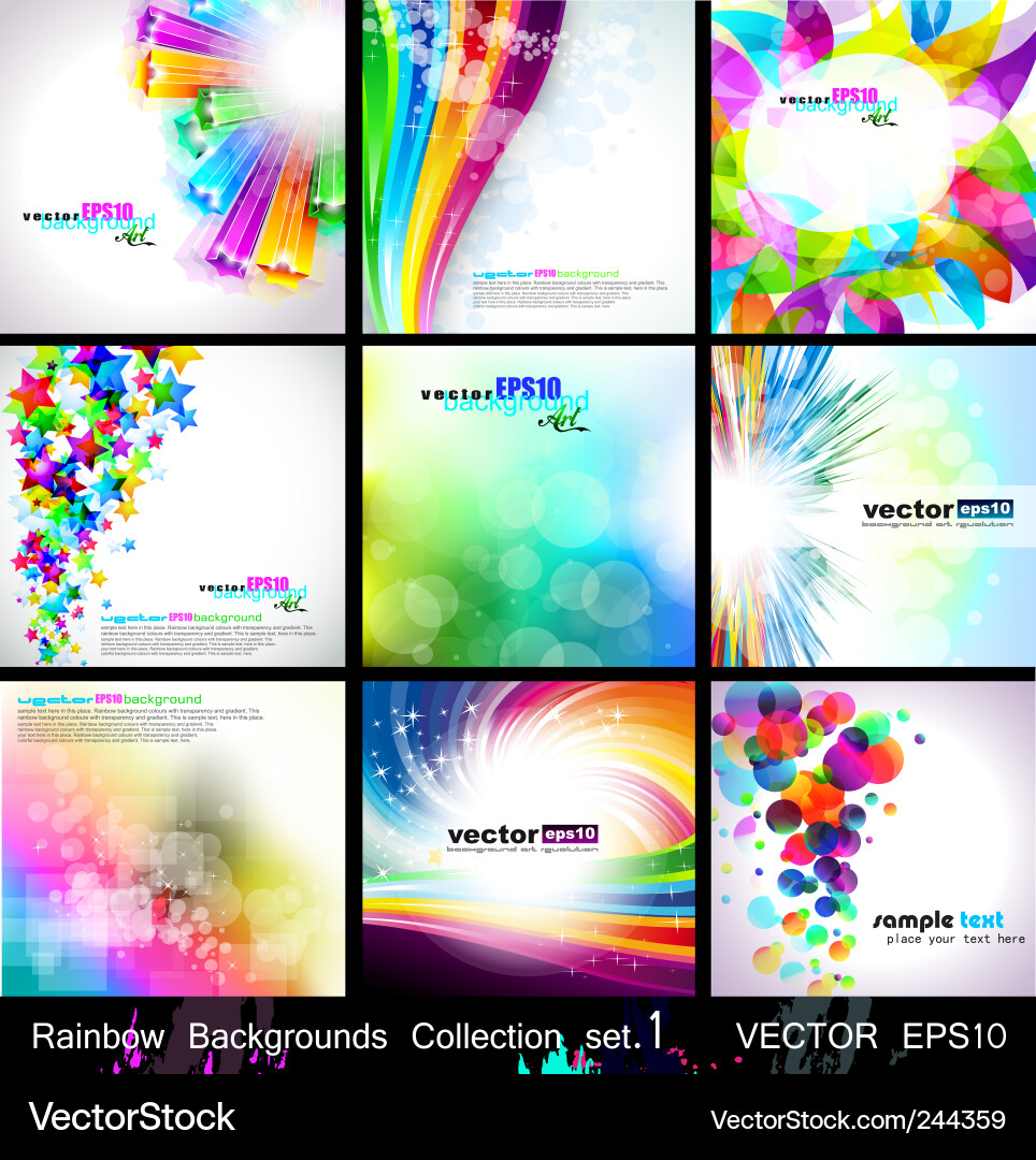 Rainbow backgrounds collection Royalty Free Vector Image