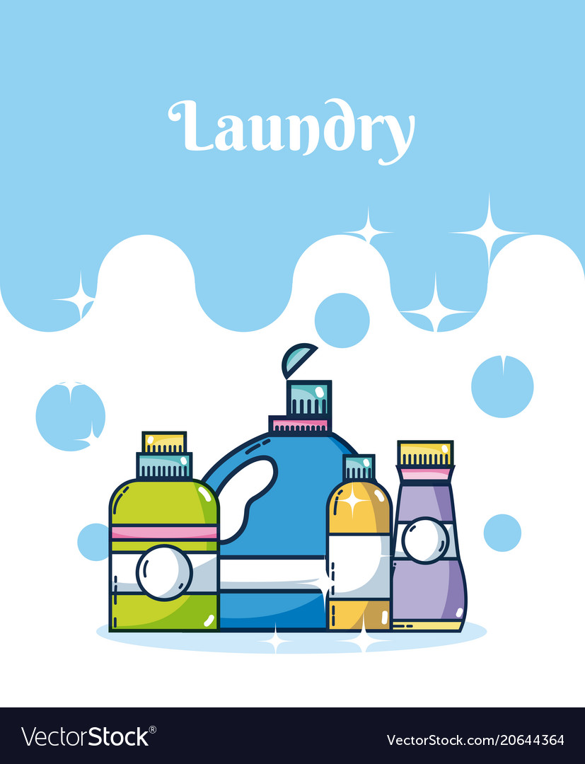 Detergent bottles laundry concept