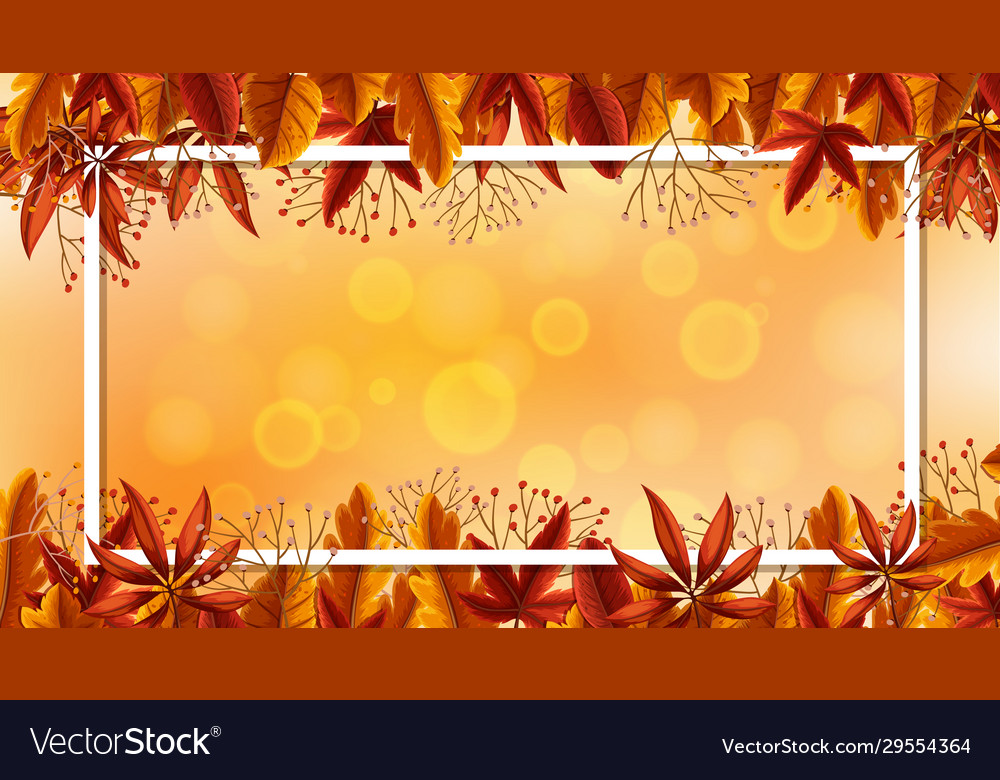 Frame design template with autumn leaves