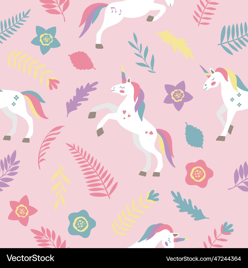 Seamless pattern with cute unicorns Royalty Free Vector