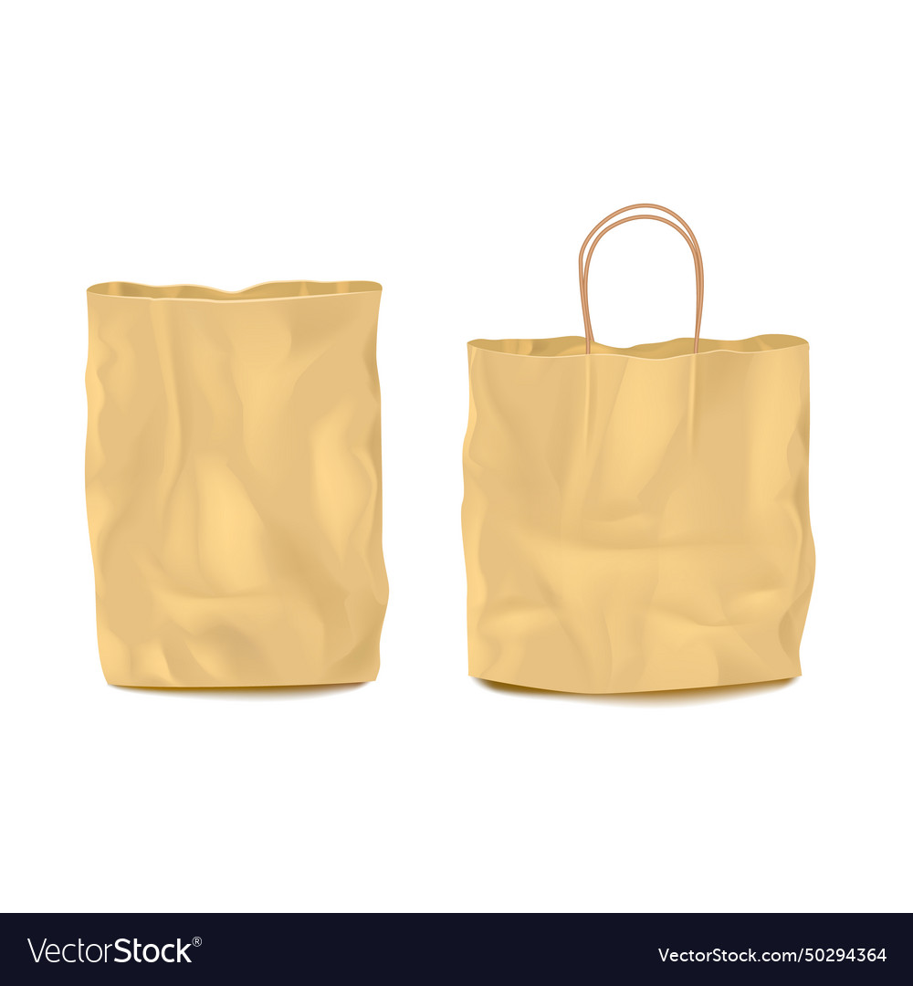 Two isolated empty paper bags set