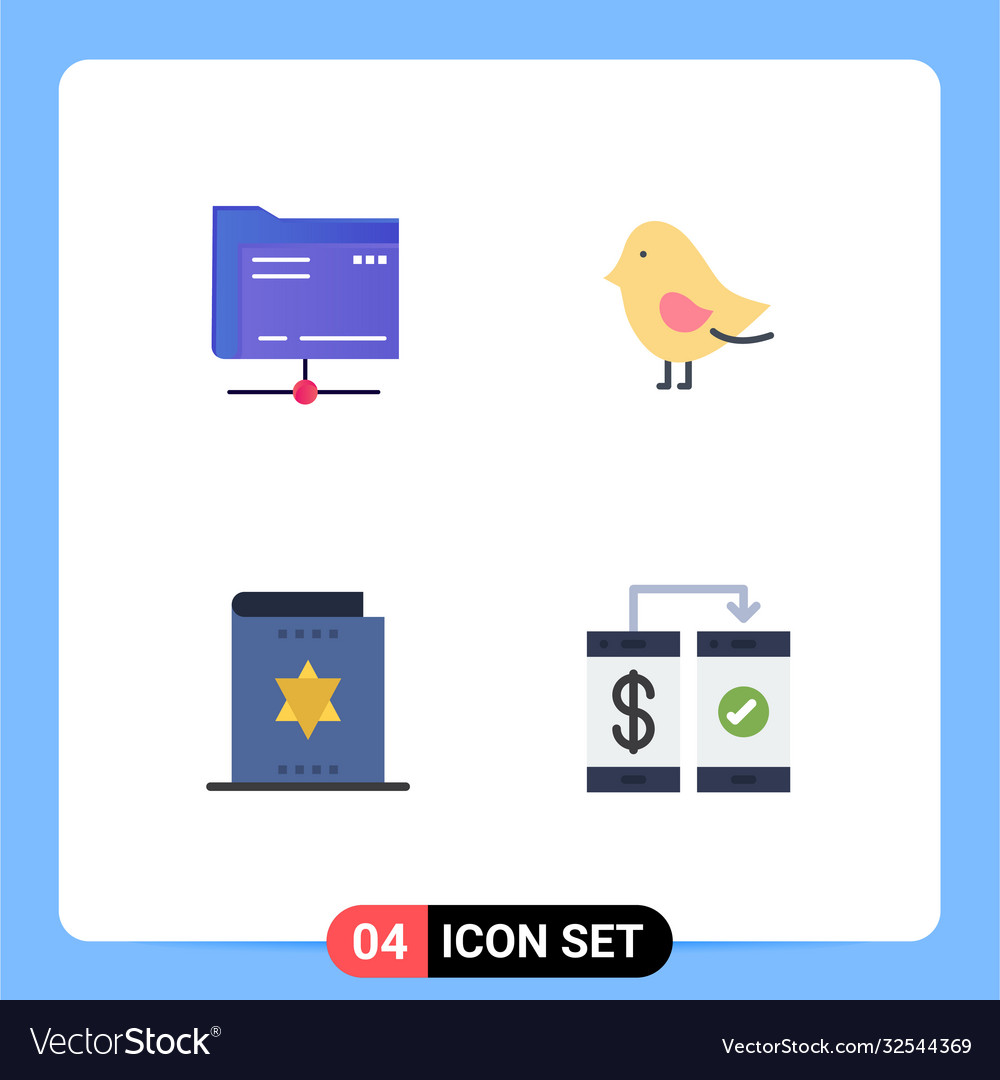 4 thematic flat icons and editable symbols