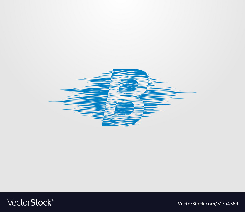 B letter logo abstract initial blue wave design