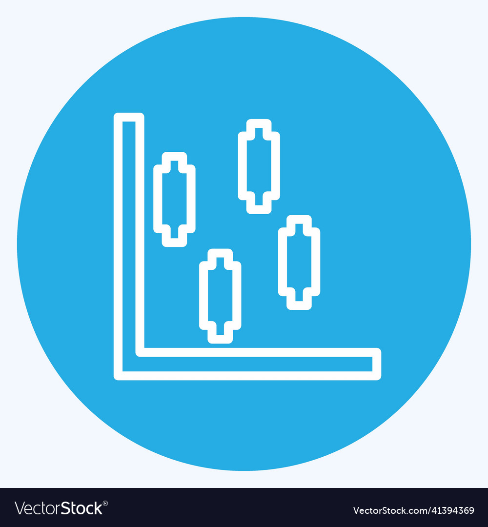 Candlestick chart icon in trendy blue eyes style vector image Candlestick chart icon in trendy blue eyes style