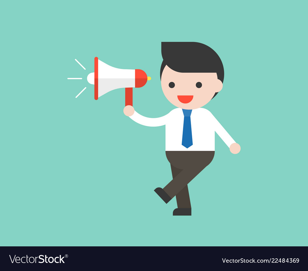 Cute businessman or manager holding megaphone Vector Image