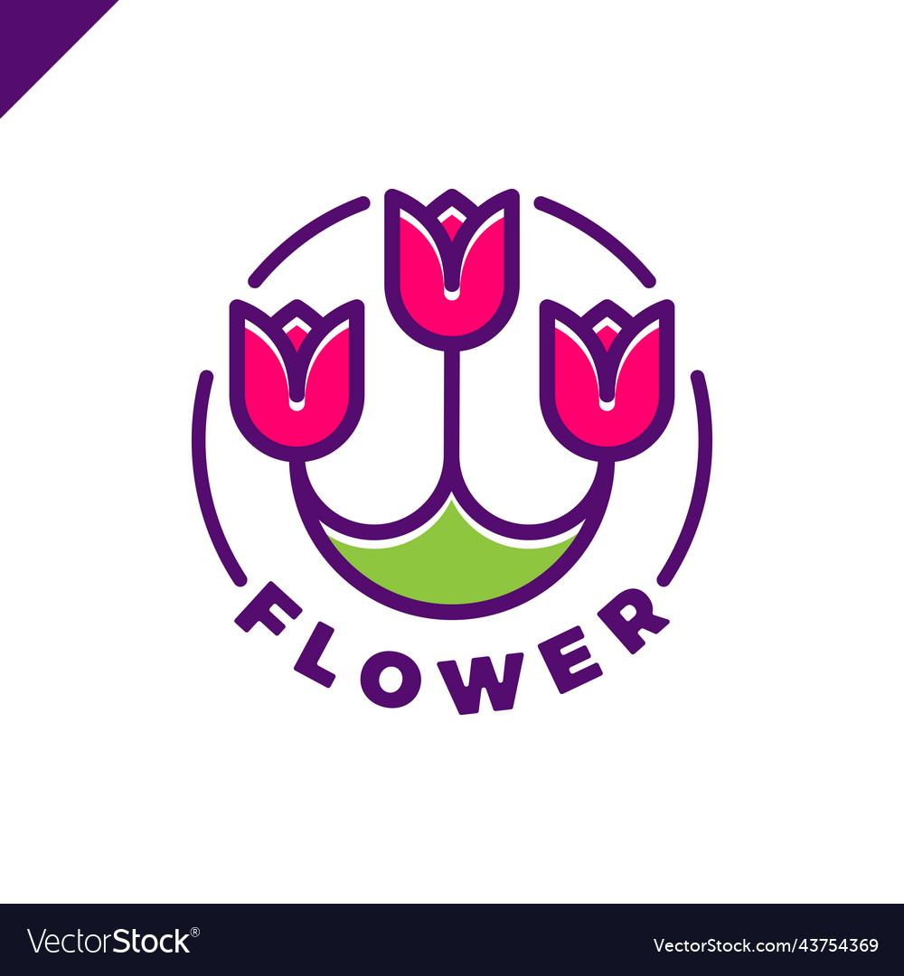 Logo of three flowers in the line style in circle