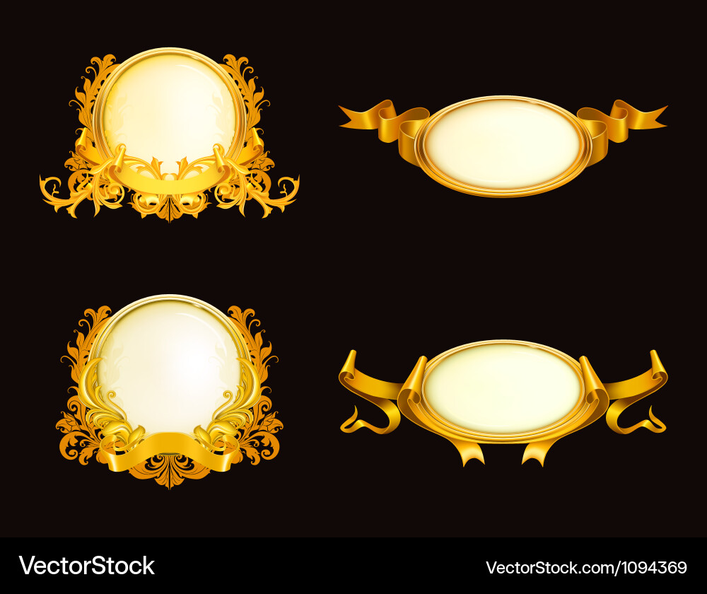 Set of vintage frames on black Royalty Free Vector Image
