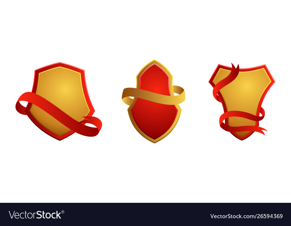 Set vintage badges shields with ribbons sale vector image Set vintage badges shields with ribbons sale