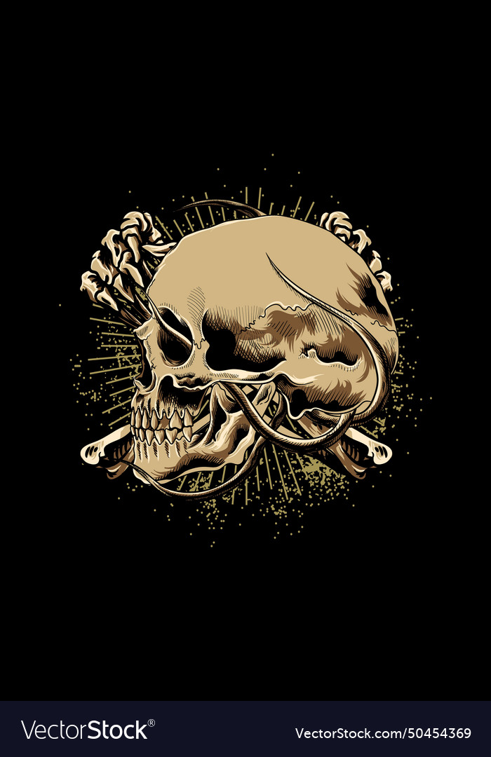 Skull with hand Royalty Free Vector Image - VectorStock