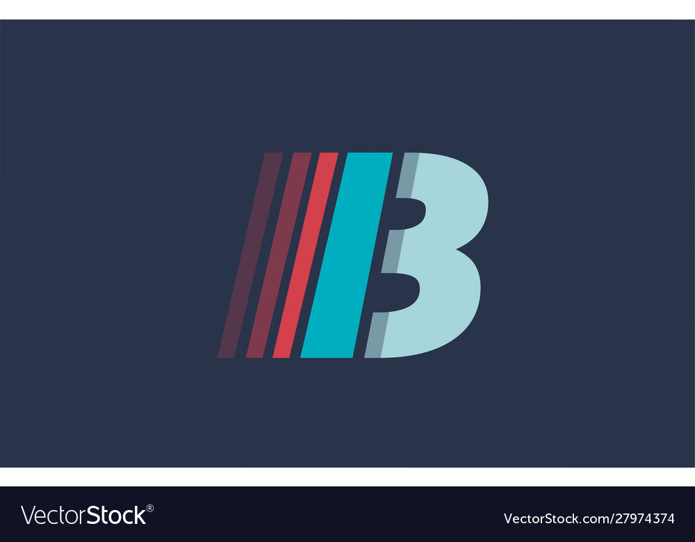 B alphabet letter blue red logo icon design