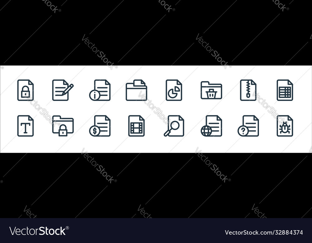 Document and files line icons linear set quality