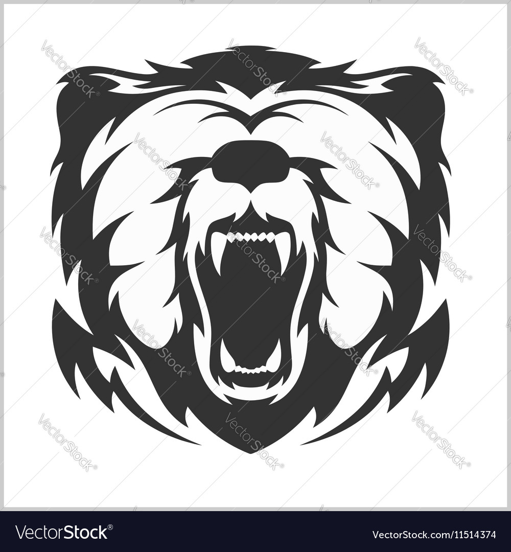 Head grizzly brown bear in tribal style Royalty Free Vector