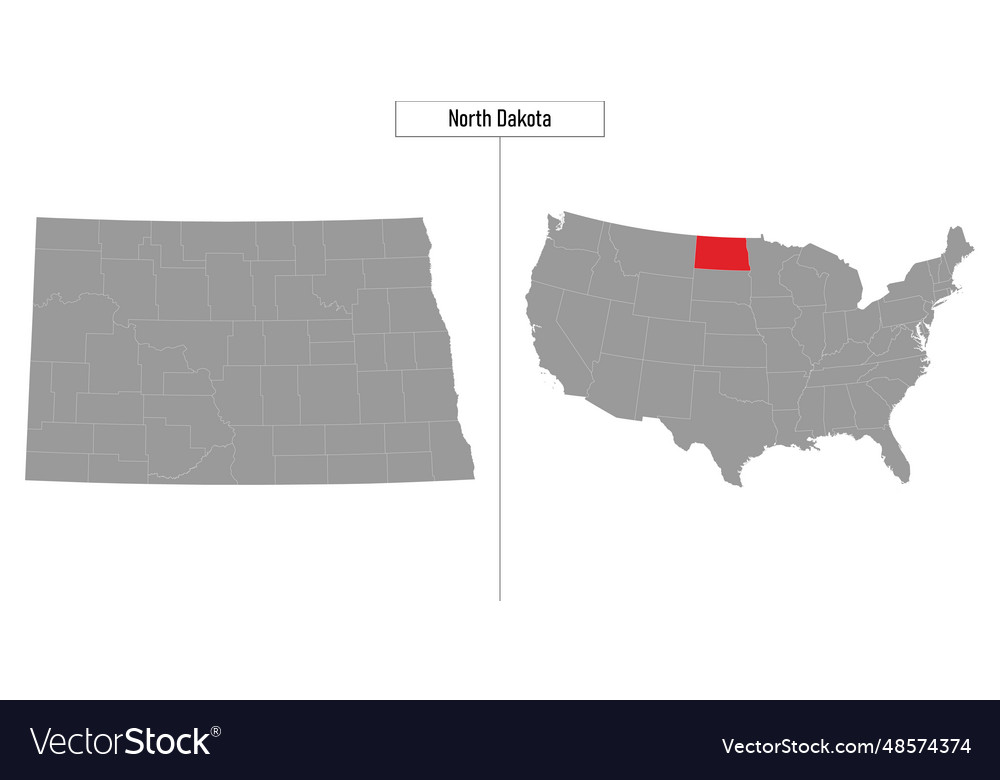 Map of north dakota state united states