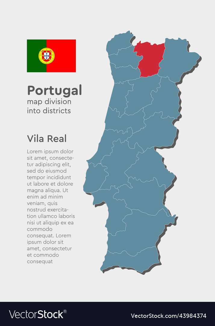 Premium Vector  Portugal map with districts vector illustration