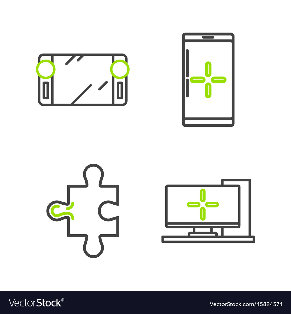 Set line computer monitor piece of puzzle