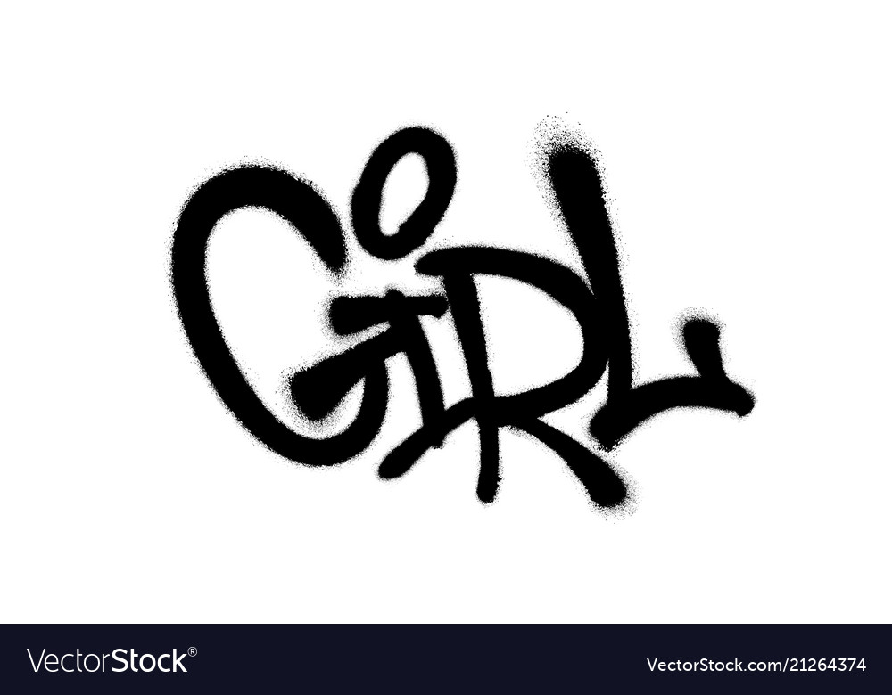 Sprayed Girl Font Graffiti With Overspray In Black