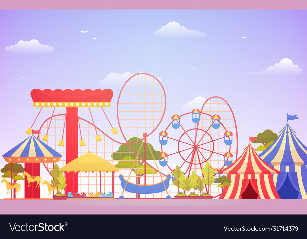 Amusement park circus carnival festival fun fair Vector Image