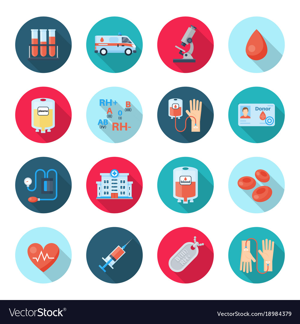 Blood donation icon set Royalty Free Vector Image