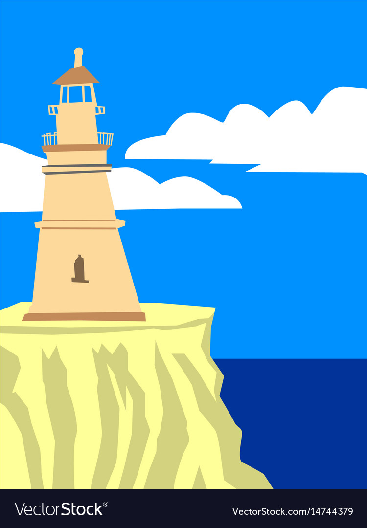 Lighthouse at seaside Royalty Free Vector Image