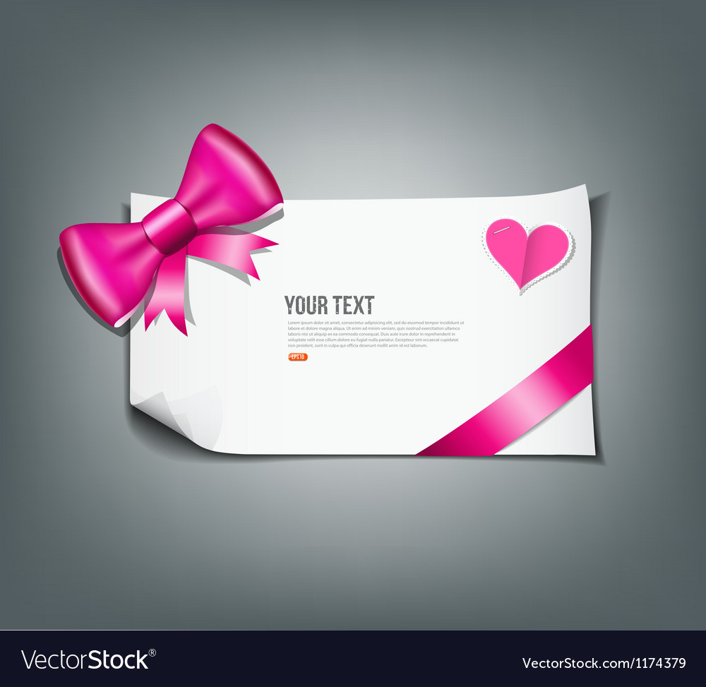 Pink ribbon and white paper design background Vector Image