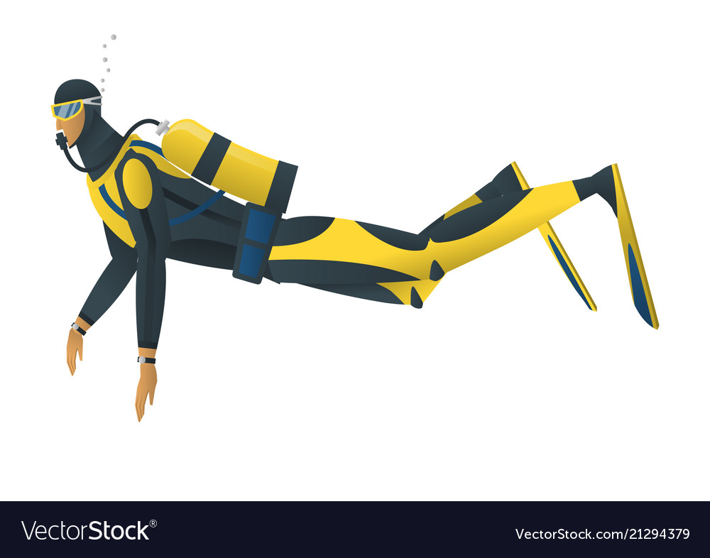 Scuba diver on white background Royalty Free Vector Image