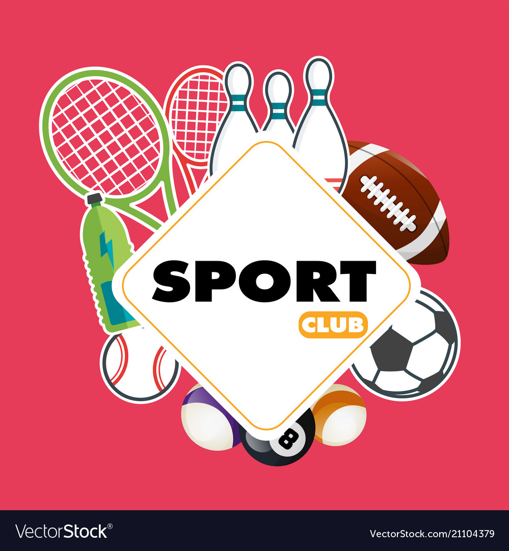 Sport club square frame sport equipment background