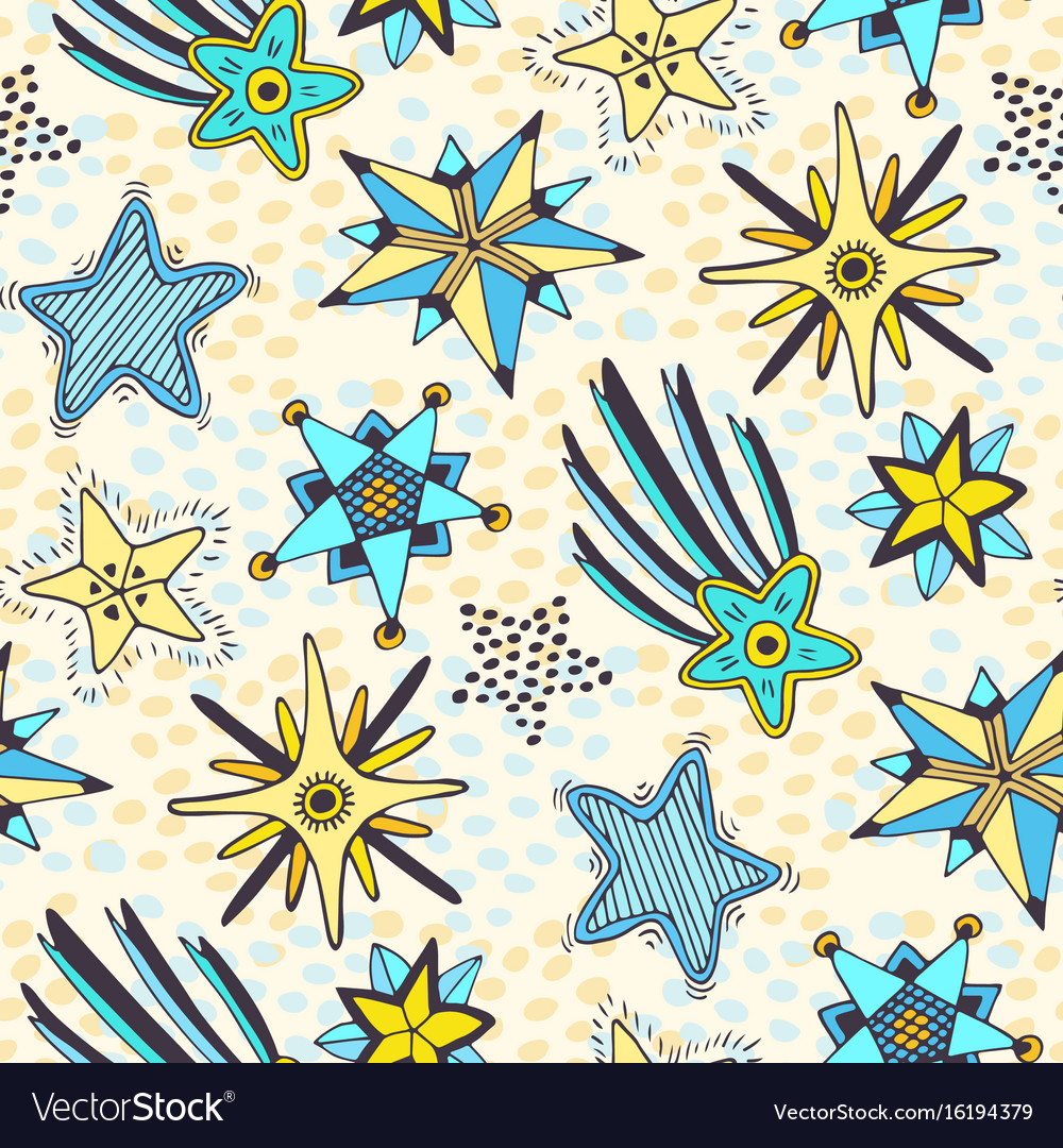 Stars seamless pattern abstract doodle background