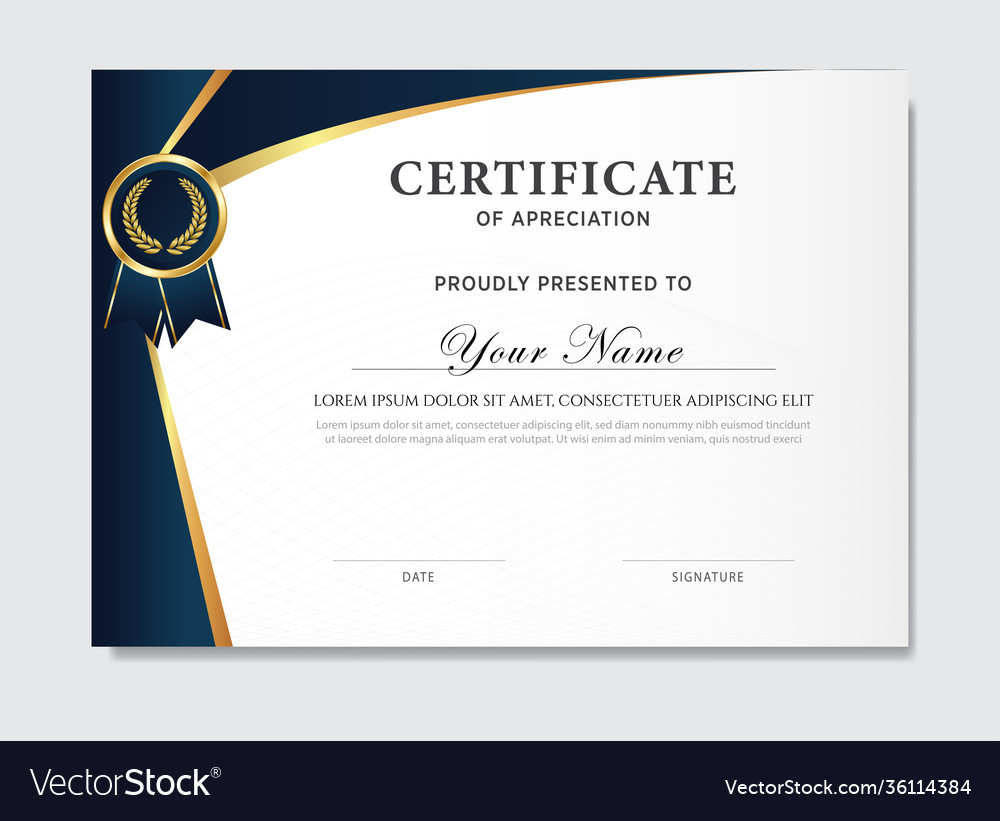 Creative certificate appreciation award Royalty Free Vector