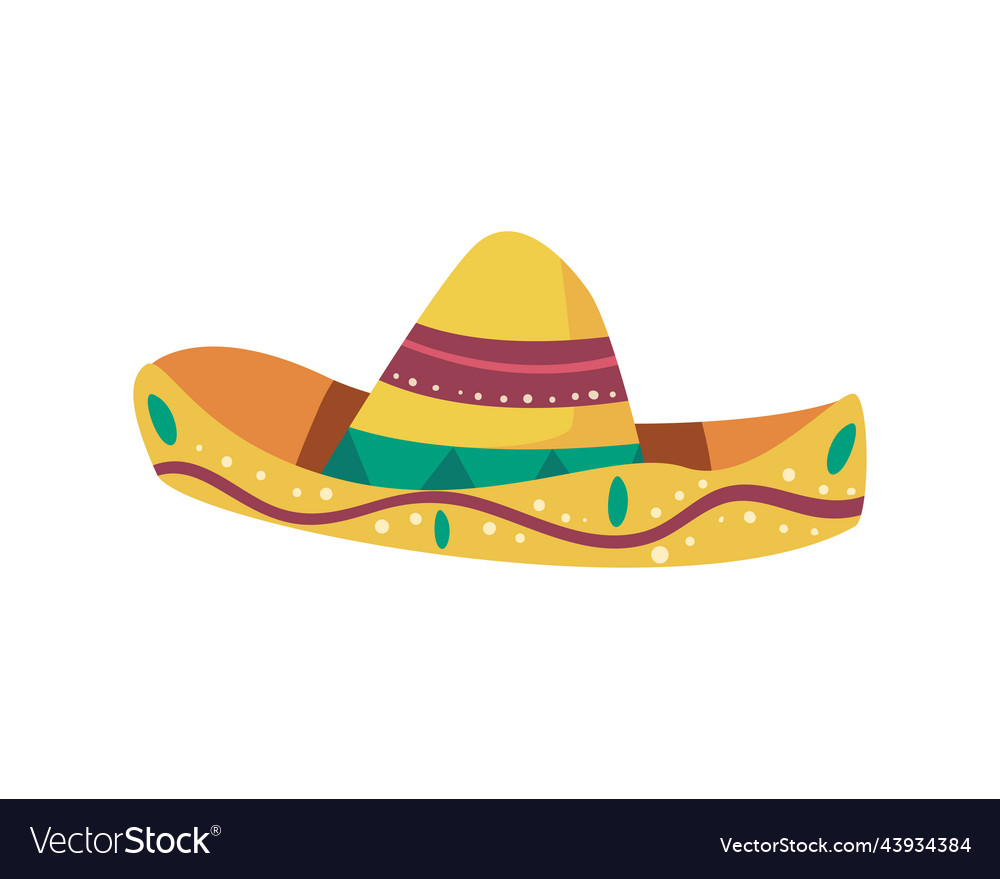 Flat decorated sombrero Royalty Free Vector Image