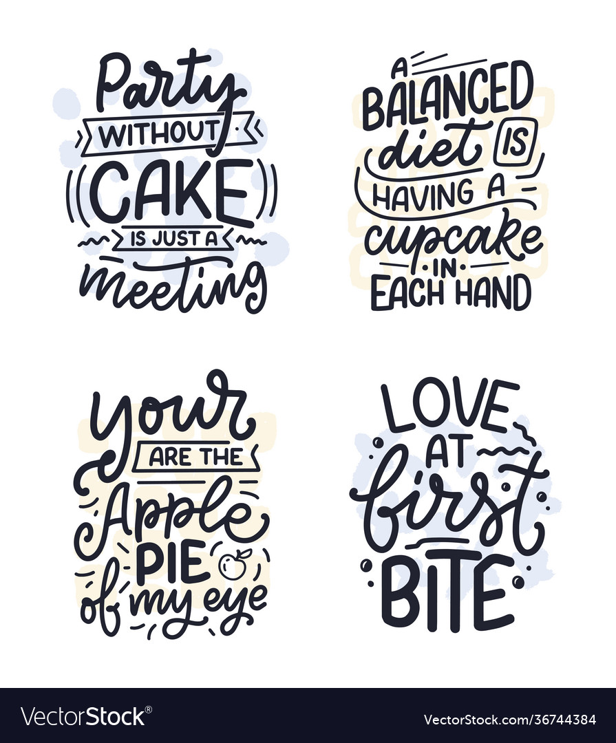 Set of hand drawn funny sayings for kitchen or restaurant poster Stock  Vector