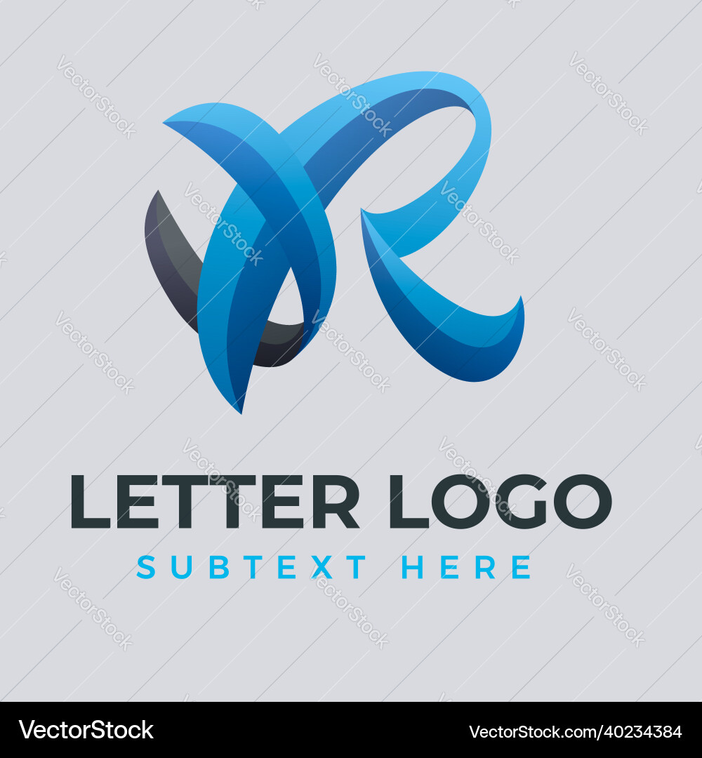 Gradient colored logo r template flat design Vector Image