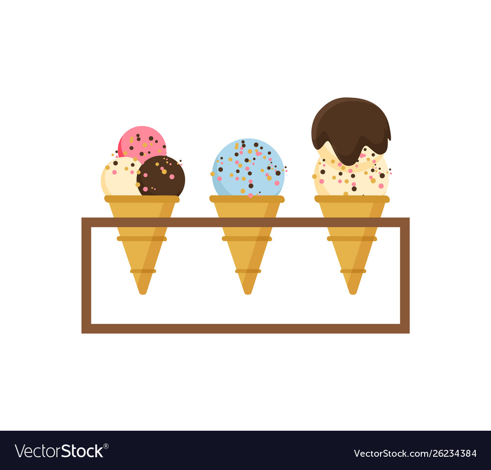 Ice cream on shelf different types dessert