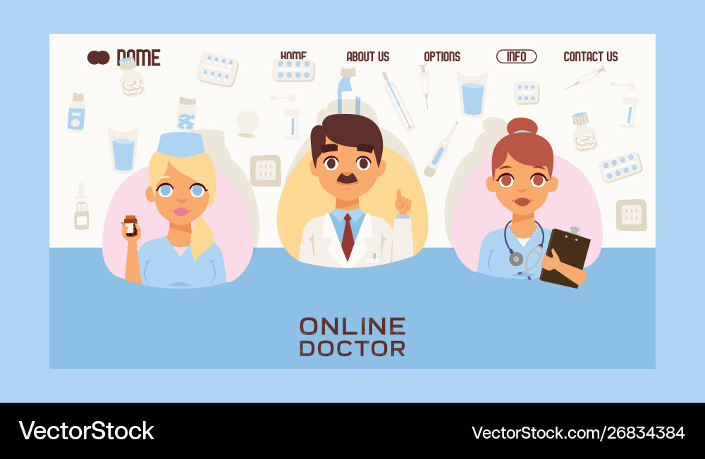 Online Doctors Team And Other Hospital Workers Vector Image