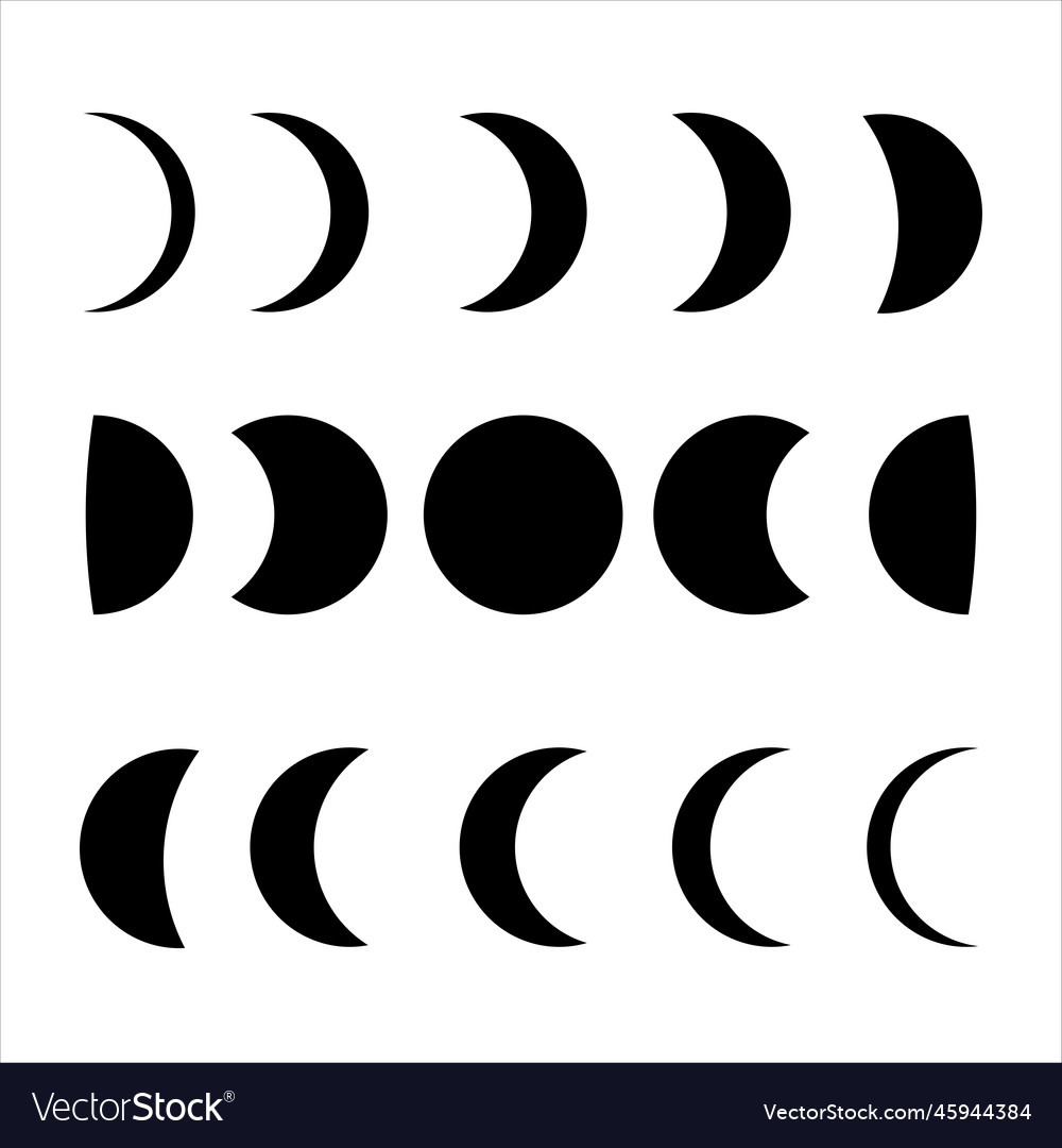 Pack of moon phases icons isolated on white Vector Image