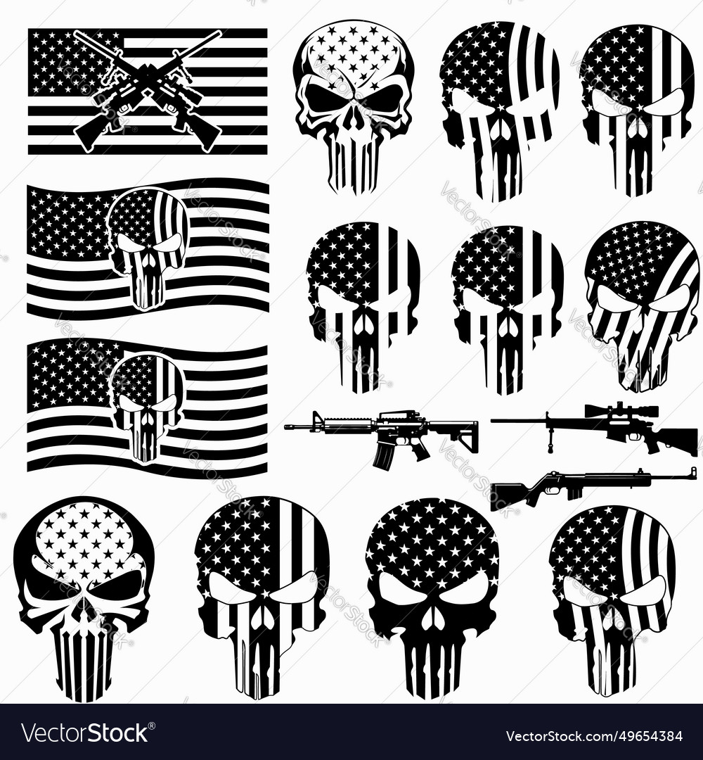 Punisher american skull police usmc military v Vector Image