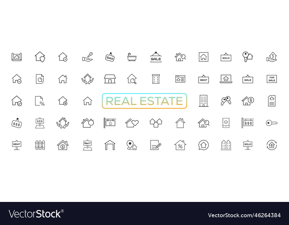 Real estate minimal thin line web icon set