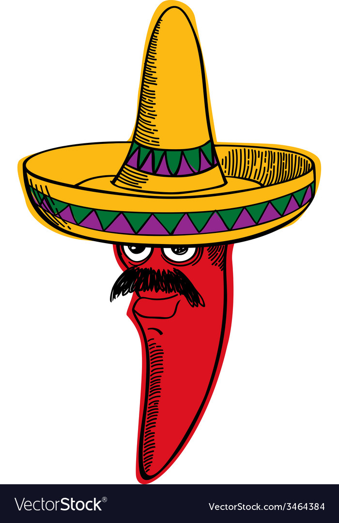 Red Chili Wearing A Sombrero Royalty Free Vector Image