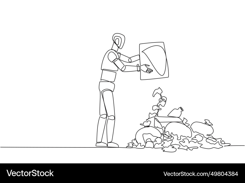 Single Continuous Line Drawing Robot Throws Vector Image