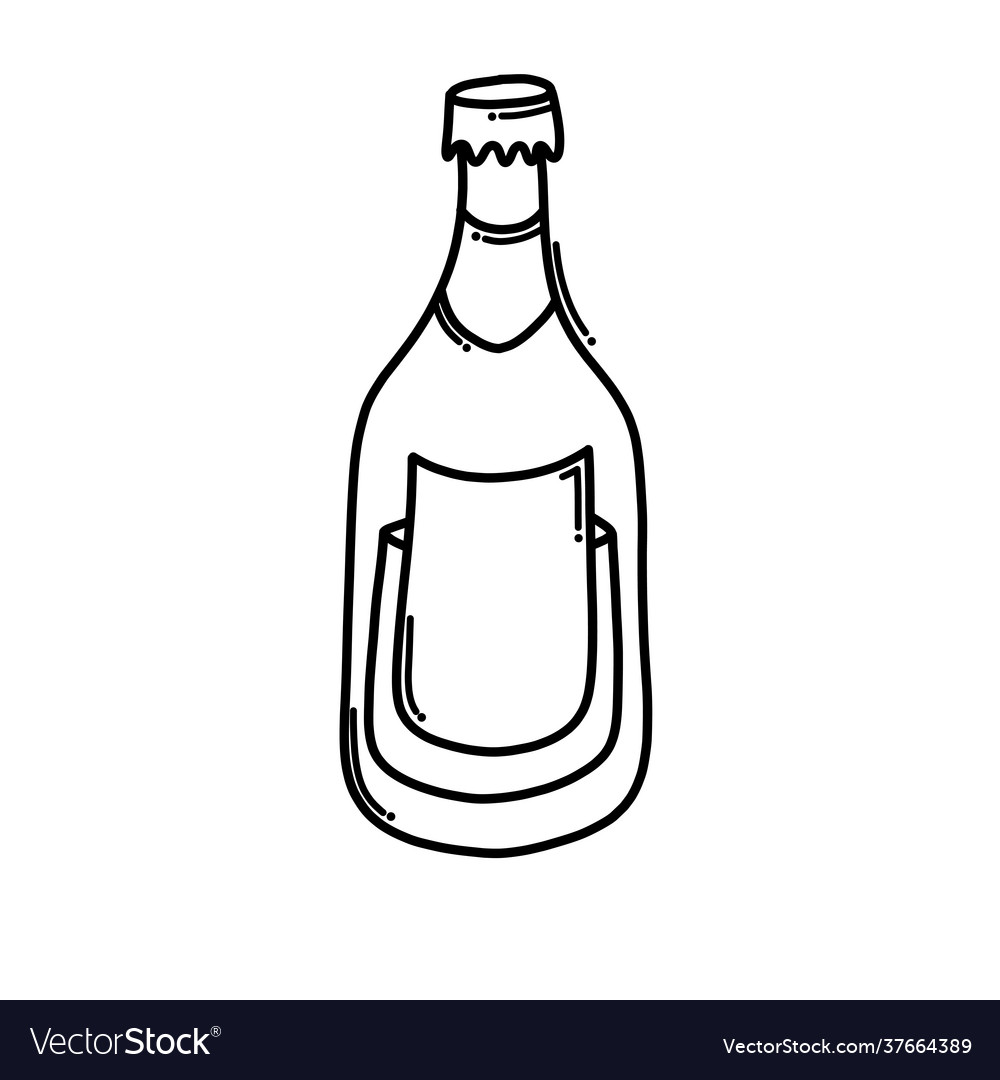 Alcohol bottle doodle icon drawing sketch hand Vector Image