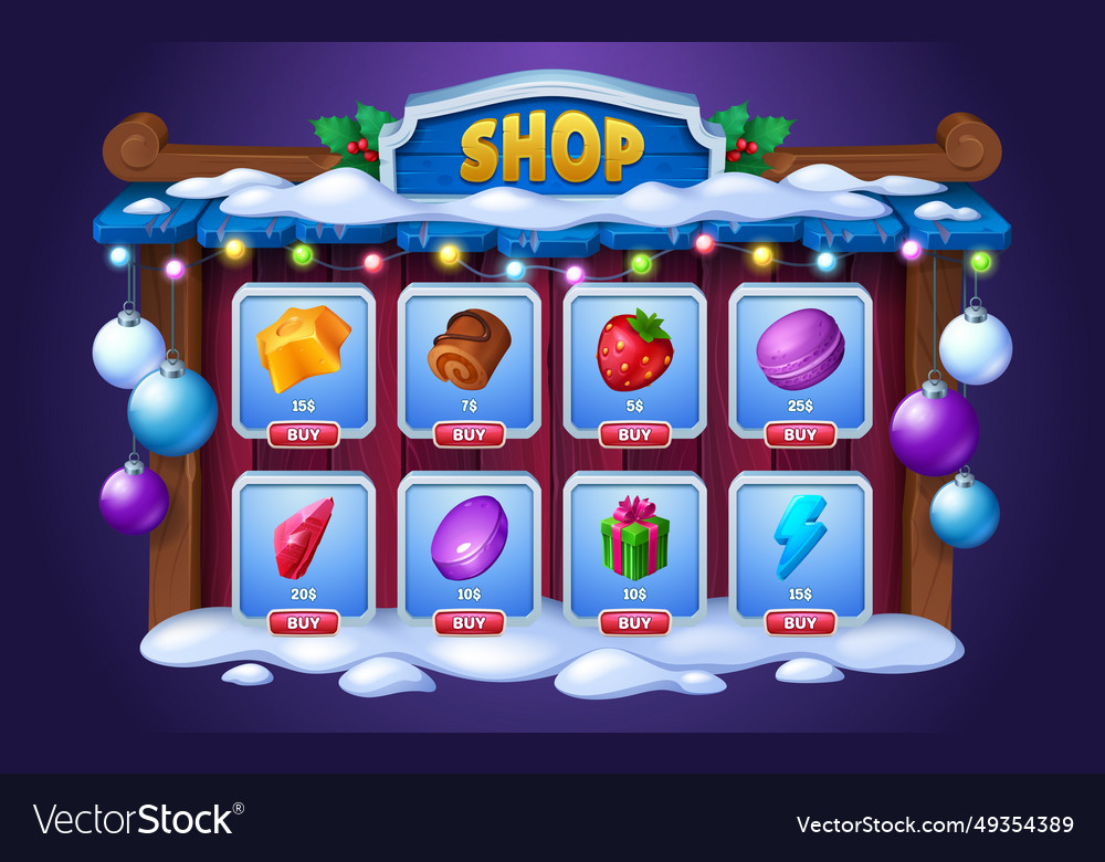 Christmas game shop for user interface Royalty Free Vector