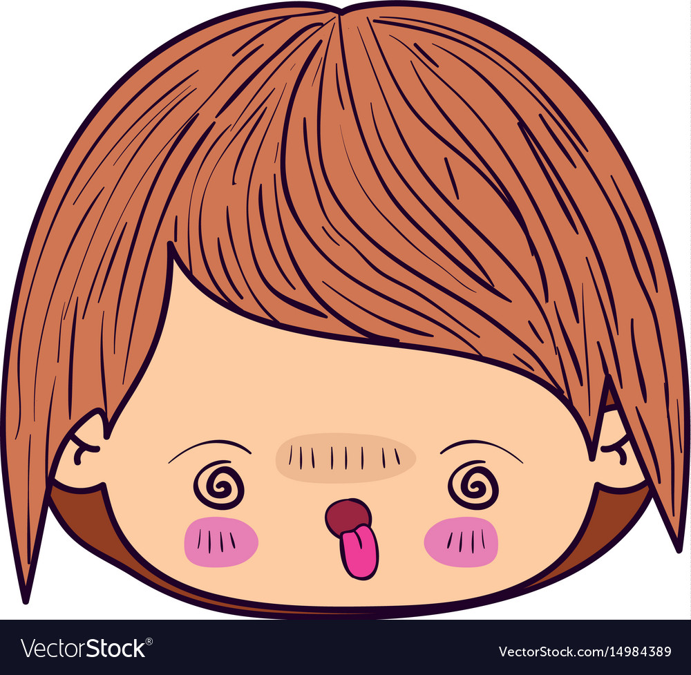 Colorful caricature kawaii face little boy Vector Image